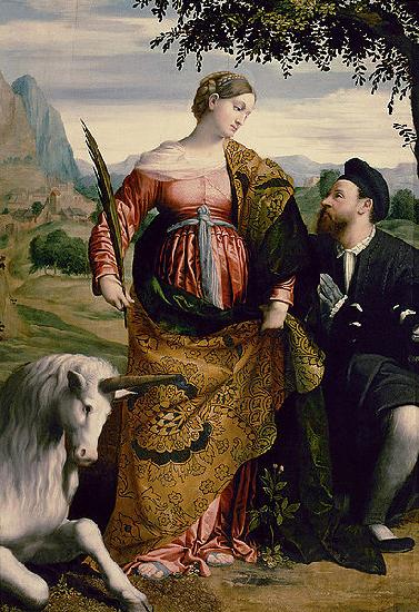MORETTO da Brescia Saint Justina with the Unicorn Germany oil painting art